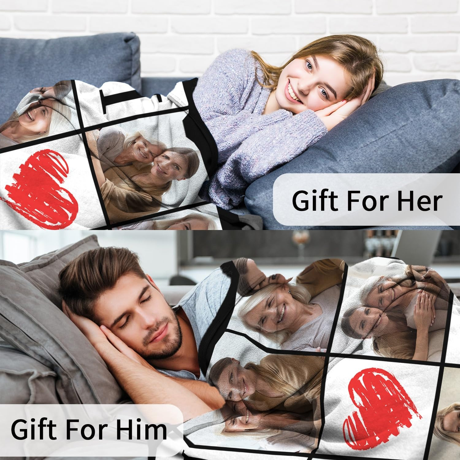 ROMANDY Ships Next Day Custom Blanket with Picture Customized Banket Personalized Throw Blankets ... | Amazon (US)