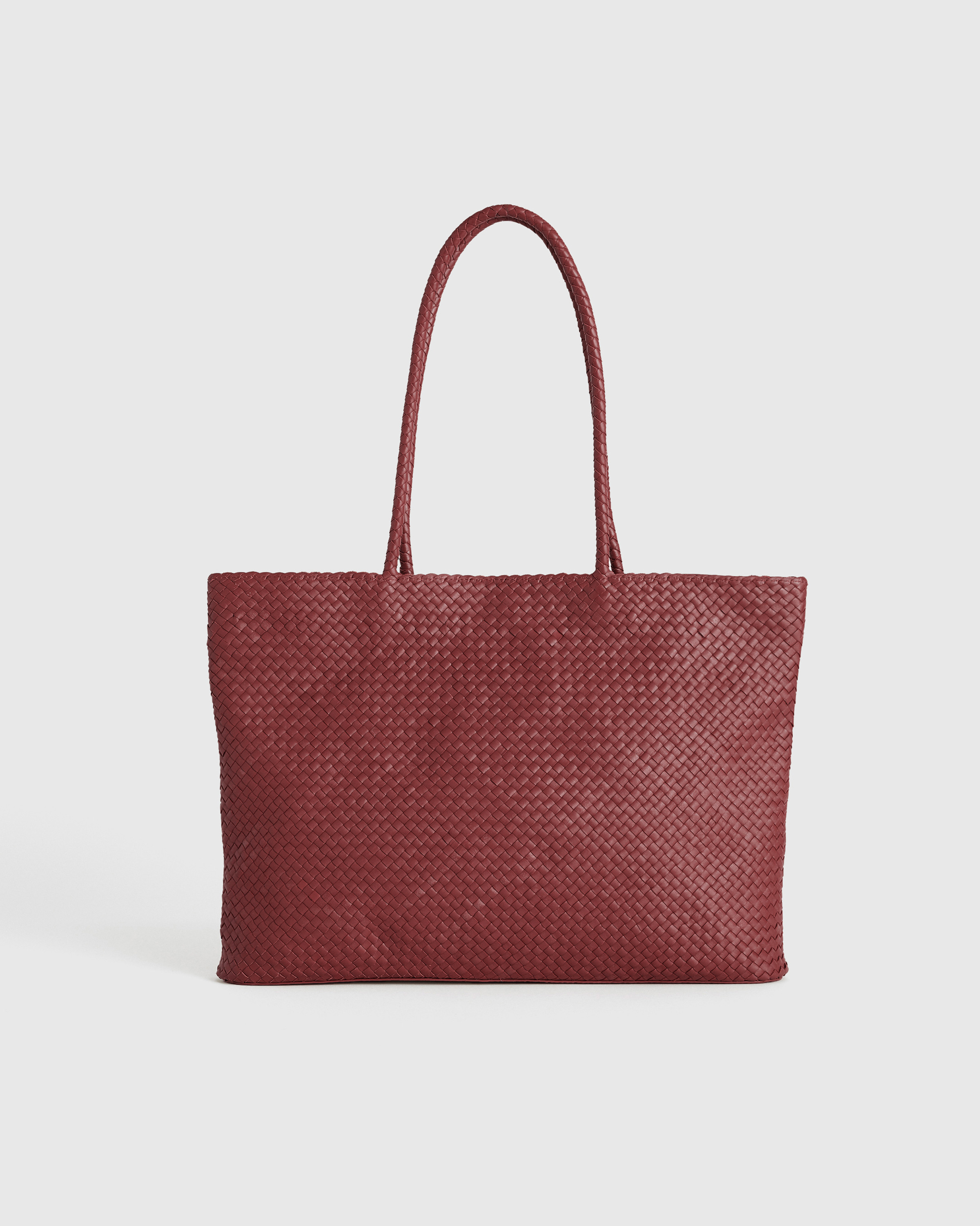 Quince | Women's Italian Leather Handwoven Tote in Merlot | Quince