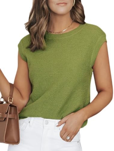 CiCiBird Women Summer Cap Sleeve Sweaters Knit Crew Neck Pullover Tank Tops 2025 Casual Trendy Sh... | Amazon (US)