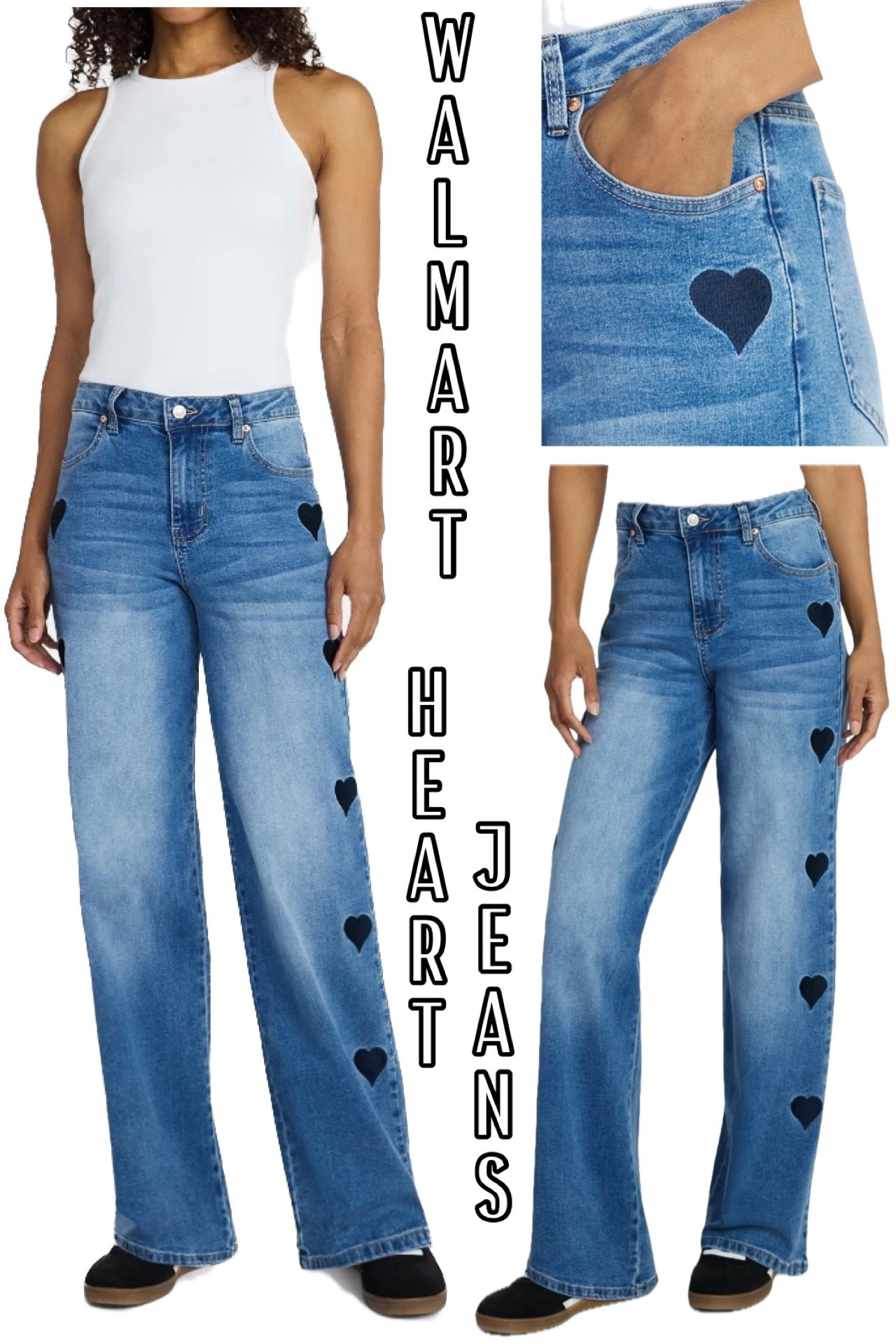 Walmart Madden NYC Ultra 90's Jeans with Heart Embroidery, 32'' Inseam, Sizes 00-18

#LTKFindsUnder50