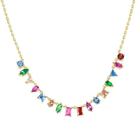 G&GEMSJEW Sparkling 14K Gold Plated Cubic Zirconia Necklace for Women | Elegant Everyday Jewelry ... | Amazon (US)