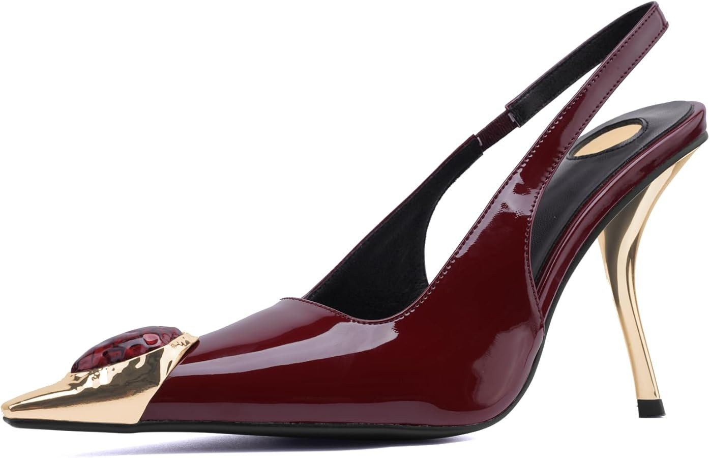 Women's Backless Mid Heel Pointed Toe High Heels,Slingback 4 Inch Heeled Sandals Dress Shoes | Amazon (US)