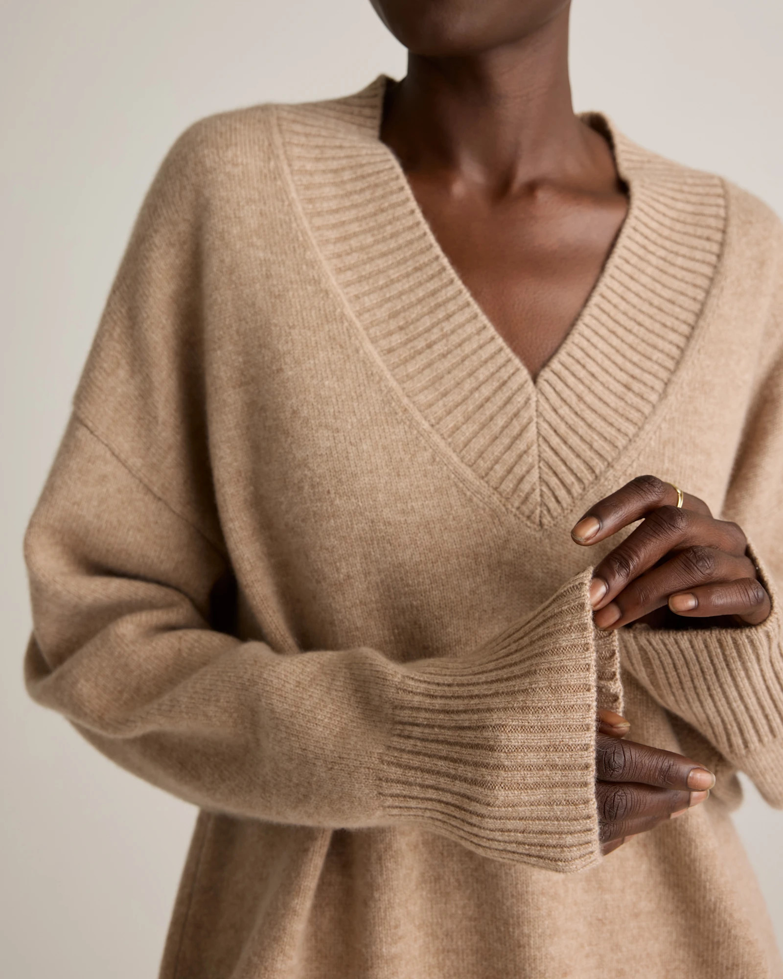 Mongolian Cashmere Oversized V-Neck Sweater | Quince