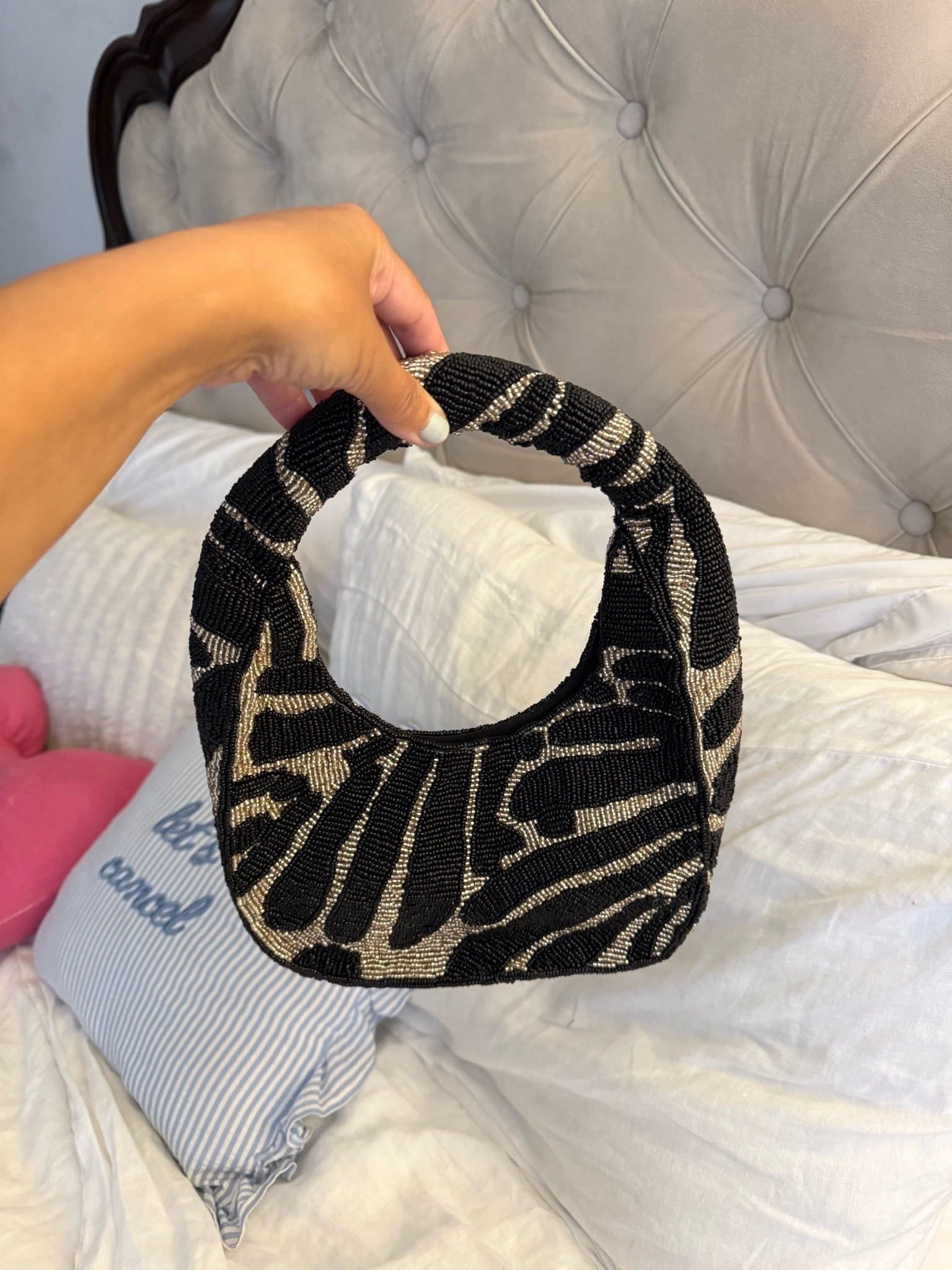 obsessed with this beaded bag! the quality is amazing for the price!