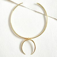 Handcrafted Solid Brass Collar Necklace - Crescent Moon Pendant | Etsy (US)