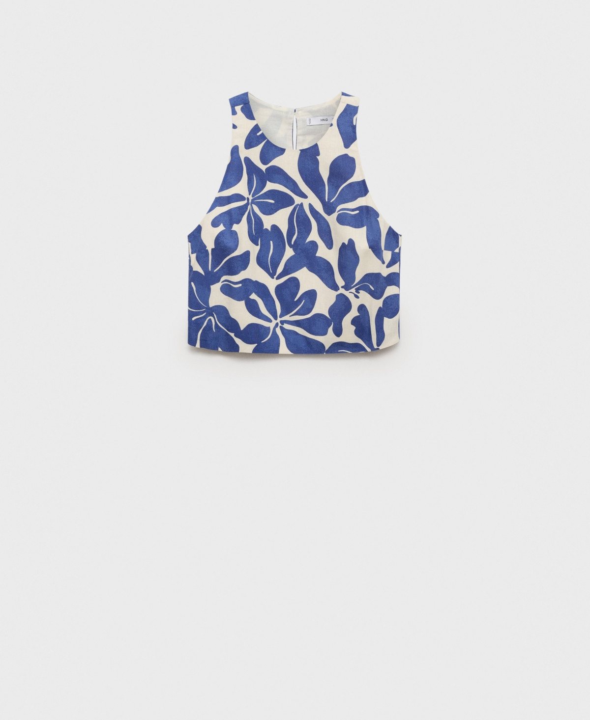 Mango Women's Printed Linen-Blend Top - Blue | Macy's