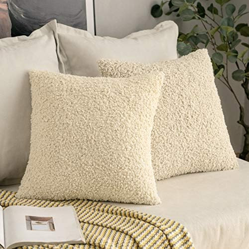 MIULEE Pack of 2 Decorative New Luxury Series Style Cream White Faux Fur Throw Pillow Covers Supe... | Amazon (US)