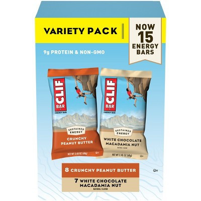 CLIF Bar Crunchy Peanut Butter & White Chocolate Macadamia Variety Pack - 36oz/15pk | Target