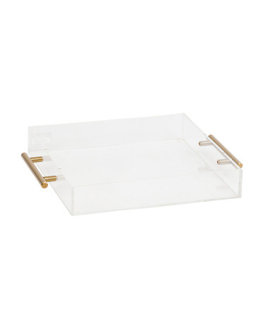 12x12 Gold Tone Handles Acrylic Tray | TJ Maxx