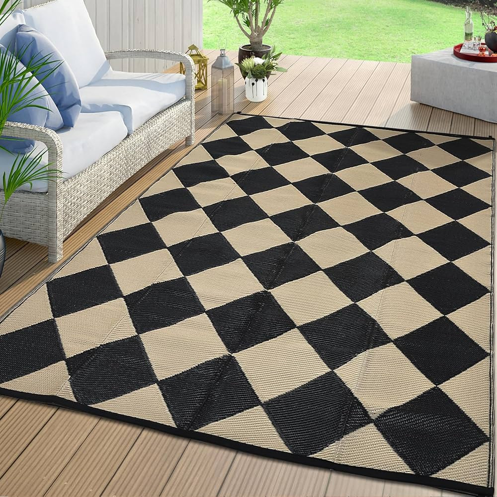 Outdoor Plastic Straw Rug 8x10 Reversible Patio Rug Outdoor Rug Waterproof Camping Rug Portable O... | Amazon (US)