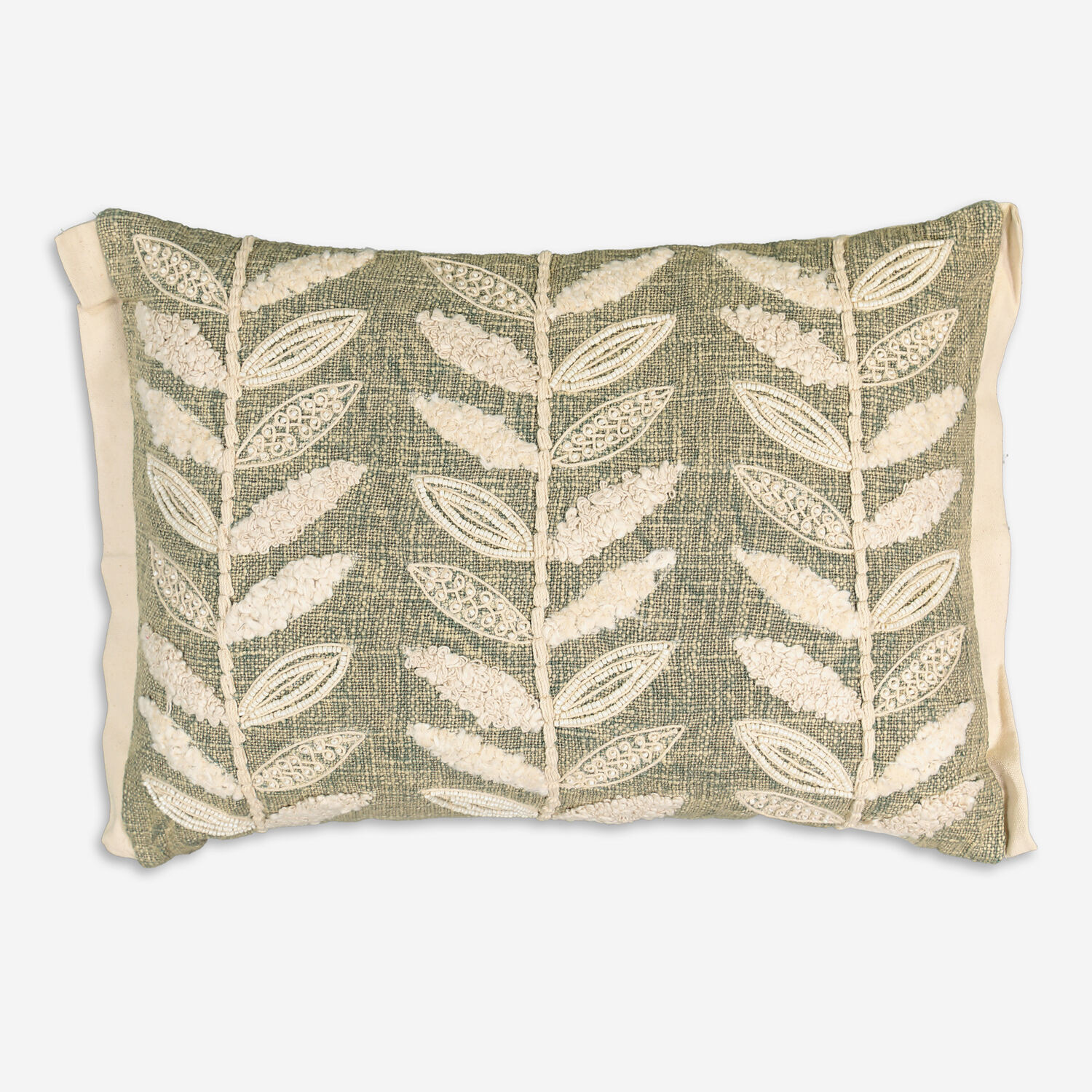 Green Leaf Patterned Cushion 50x35cm | TK Maxx