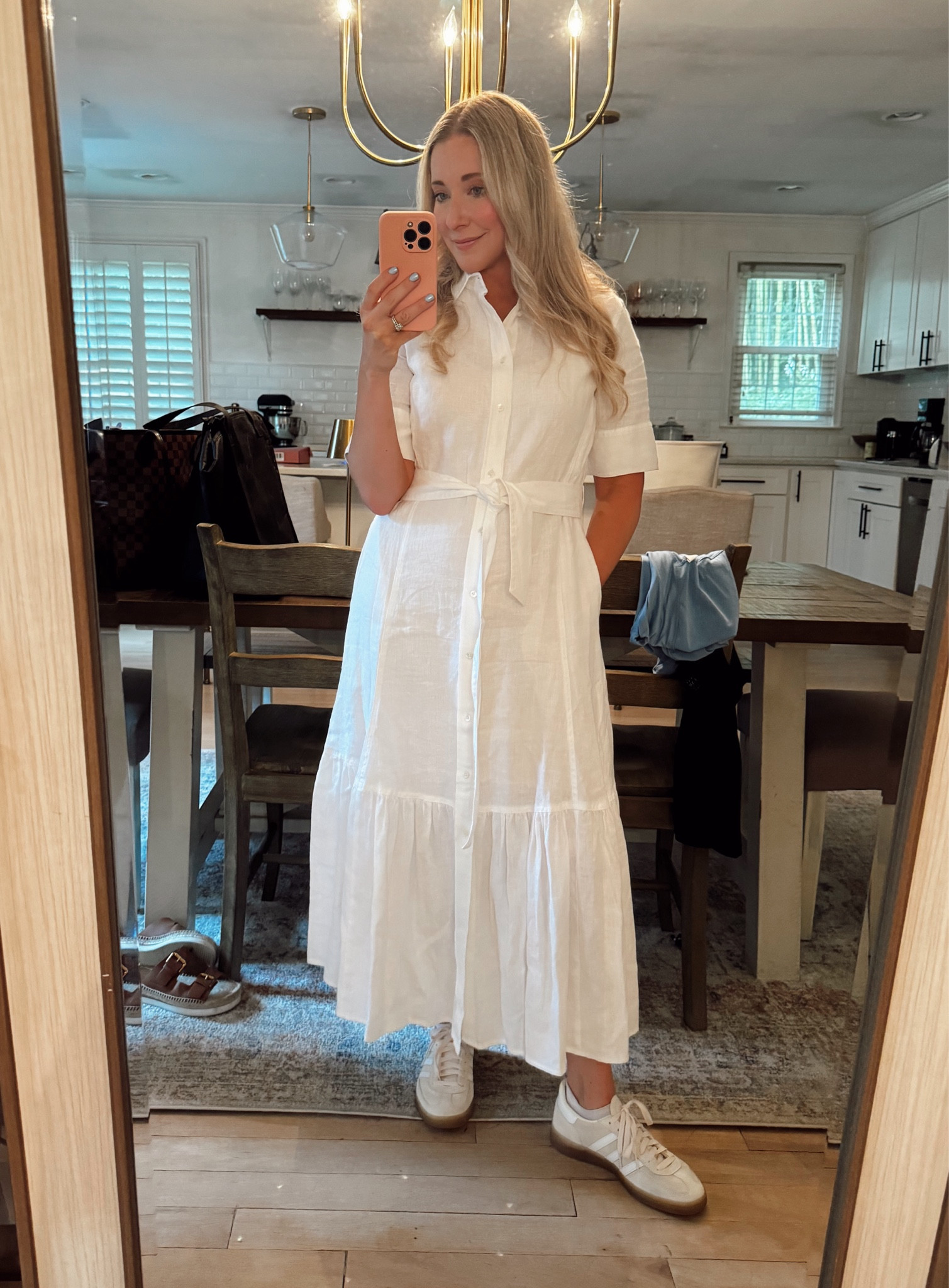 Outfit of the day 
OOTD 
Workwear
Sneakers
White dress
Summer dress 

#LTKSummerSales #LTKWorkwear #LTKSeasonal