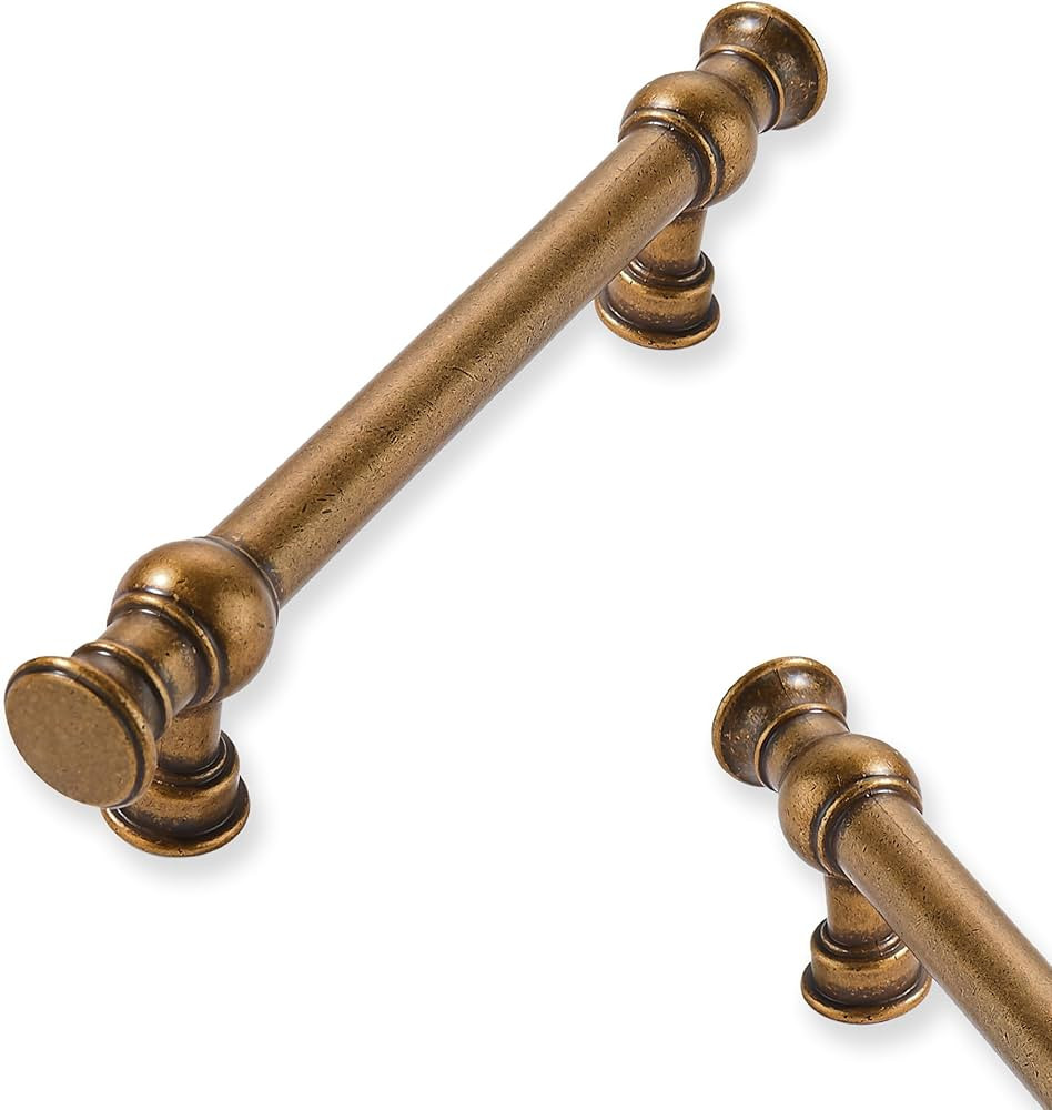 10-Pack 3inch(76mm) Hole Center Antique Brass Cabinet Pulls Solid Heavy Duty Kitchen Cabinet Hard... | Amazon (US)