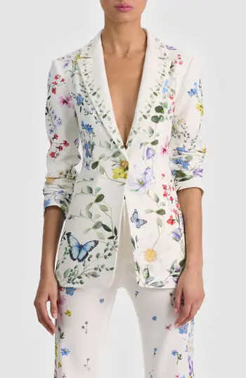 Alice + Olivia Breann Floral Print Blazer in Twisting Vines Off White at Nordstrom Rack, Size 0 | Nordstrom Rack