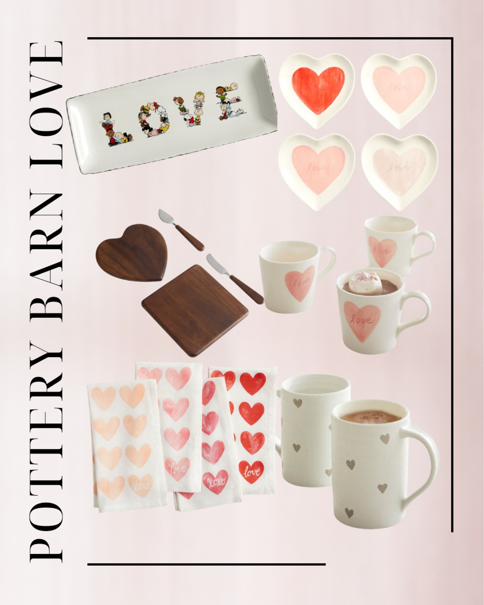 Pottery barn love, heart plates, wooden cheese board, mugs, tea towels

#LTKSeasonal #LTKunder100 #LTKhome