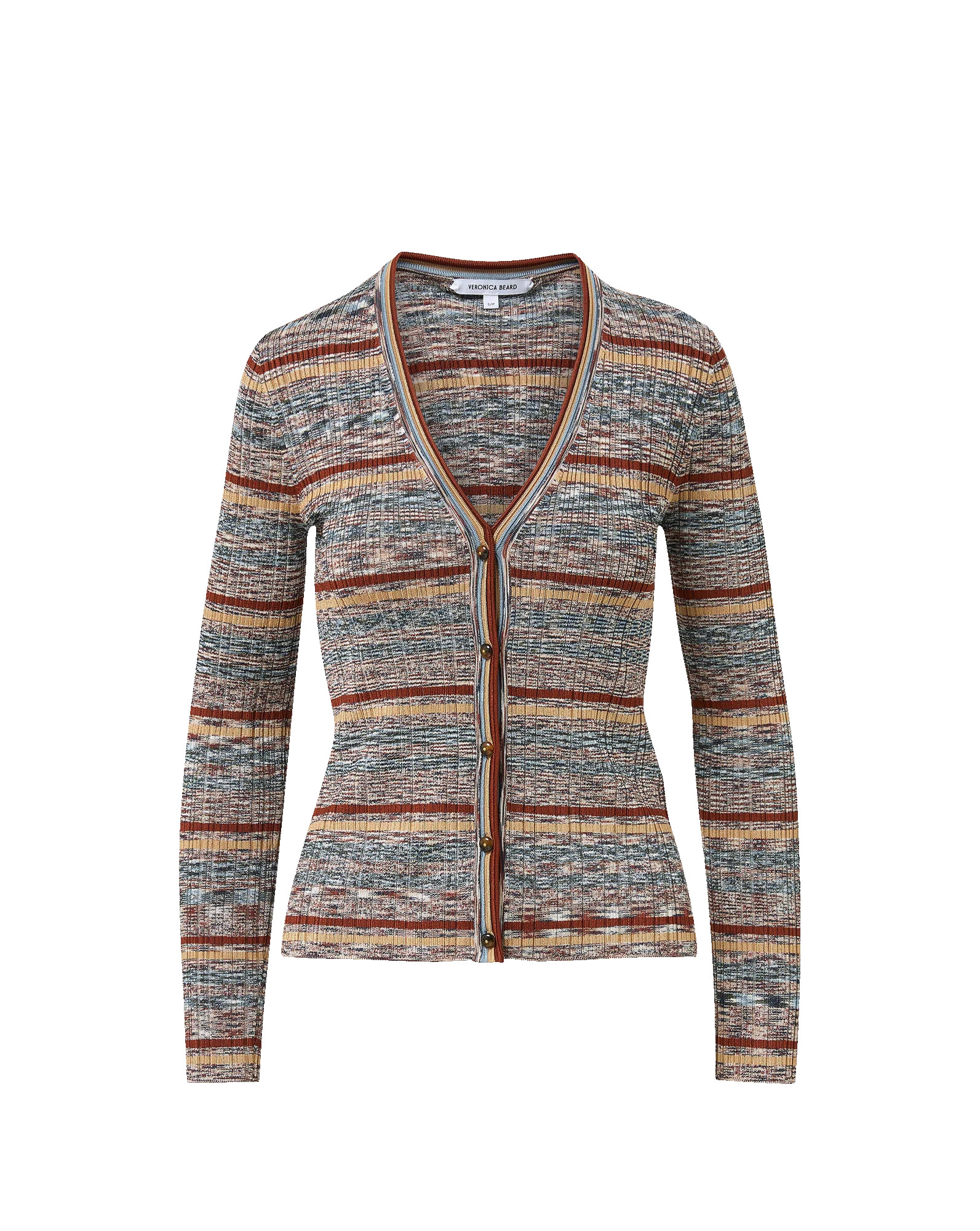 Calliope Knit Cardigan in Rust Multicolor Stripes | Veronica Beard | Veronica Beard