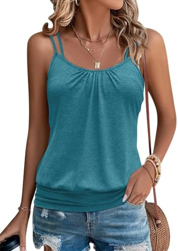 Micticsi Women's Sexy Spaghetti Strap Tank Tops Banded Bottom Scoop Neck Sleeveless Tops 2026 | Amazon (US)