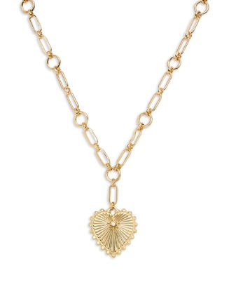 Pavé Textured Heart Pendant Necklace in 14K Gold Plated, 16" - Exclusive | Bloomingdale's (US)