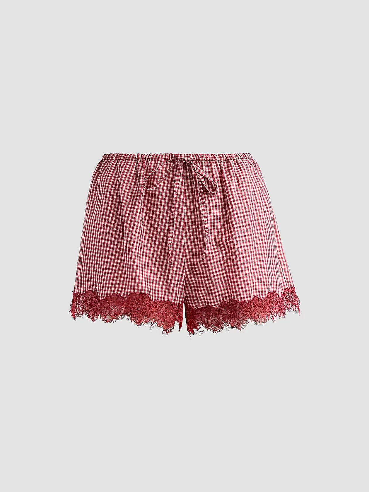 Cami NYC Cassandra Gingham Cotton-Silk Lace-Trim Shorts | Saks Fifth Avenue | Saks Fifth Avenue