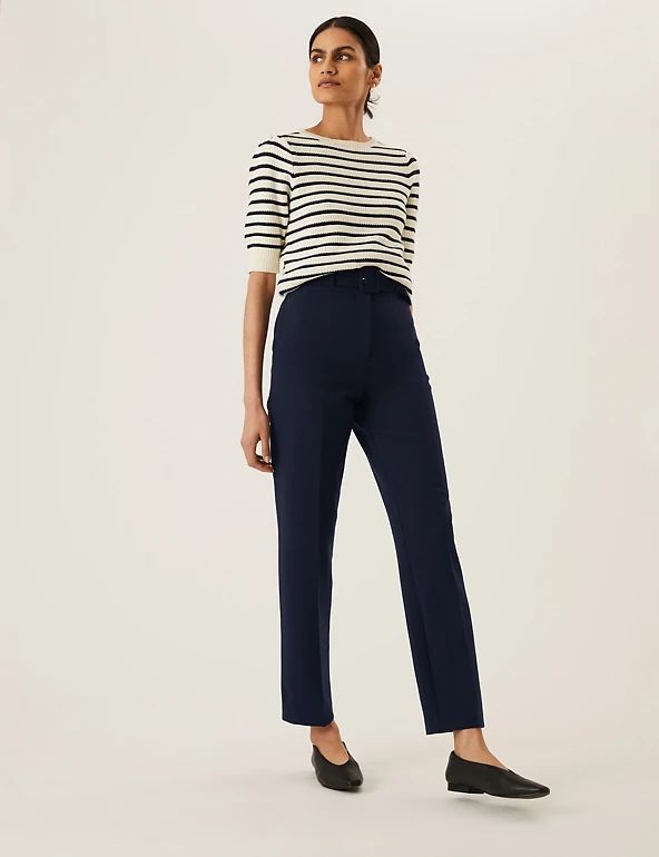 Belted Straight Leg Trousers | M&S Collection | M&S | Marks & Spencer (UK)