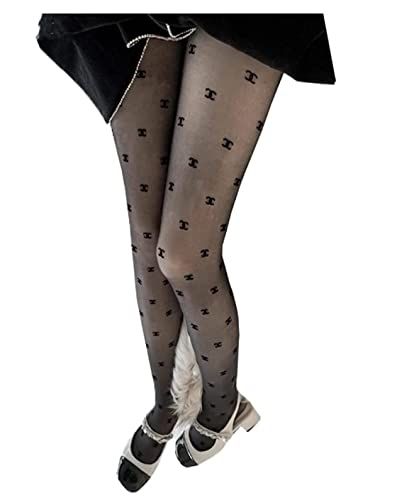 Motian Double letter CC transparent slim tights fishnet stockings sexy stockings pantyhose party clu | Amazon (US)
