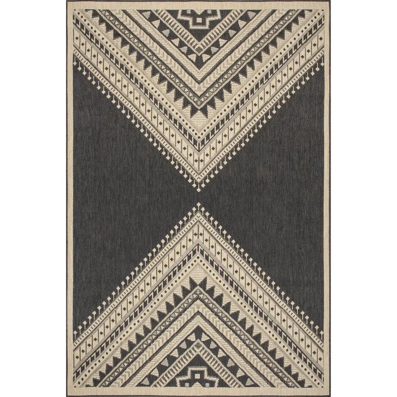 Odell Southwestern Power Loom Charcoal/Ivory Indoor/Outdoor Rug | Wayfair North America