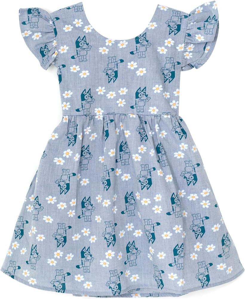 Bluey Floral Chambray Skater Dress Infant to Big Kid | Amazon (US)