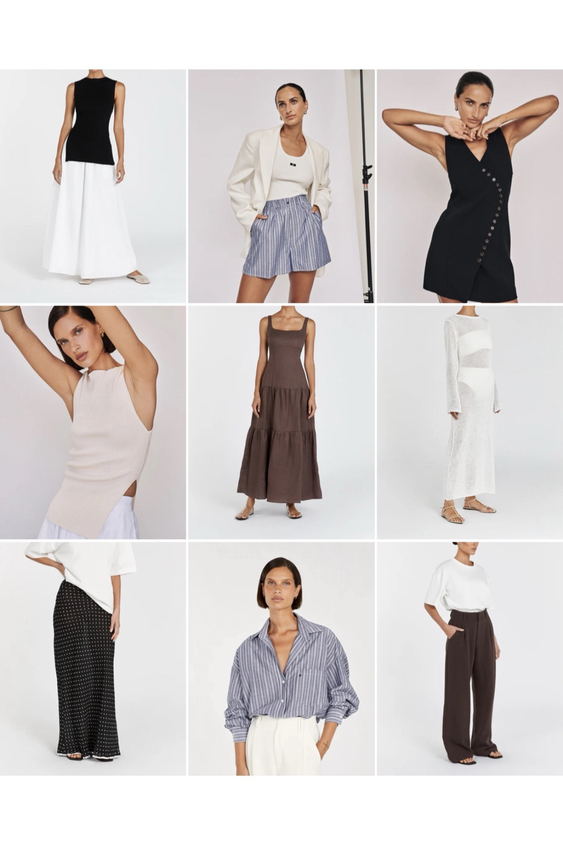 DISSH TOP NINE | linen dress, white maxi skirt, black mini dress, brown trousers, stripe short, stripe shirt, black maxi skirt, beach dress, summer dress, summer outfits, holiday outfits 

#LTKuk #LTKtravel #LTKstyletip