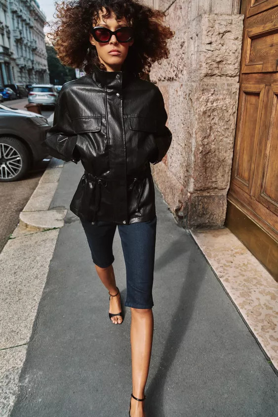 FAUX LEATHER HIGH COLLAR JACKET | Zara US