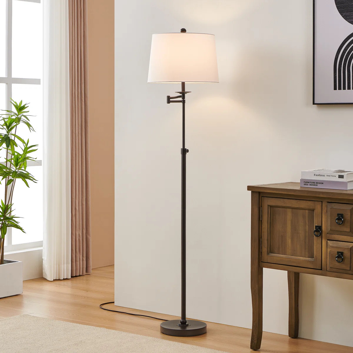 Aleinah 64.5'' Adjustable Height Swing Arm Floor Lamp | Wayfair North America