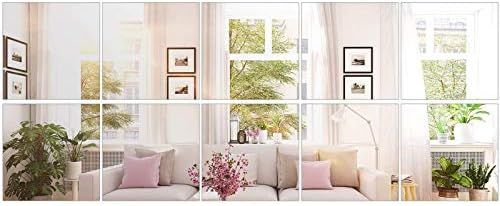 10 Pieces Mirror Sheets Self Adhesive Non Glass Mirror Tiles Wall Sticky Mirror (8 x 10 x 0.04 In... | Amazon (US)