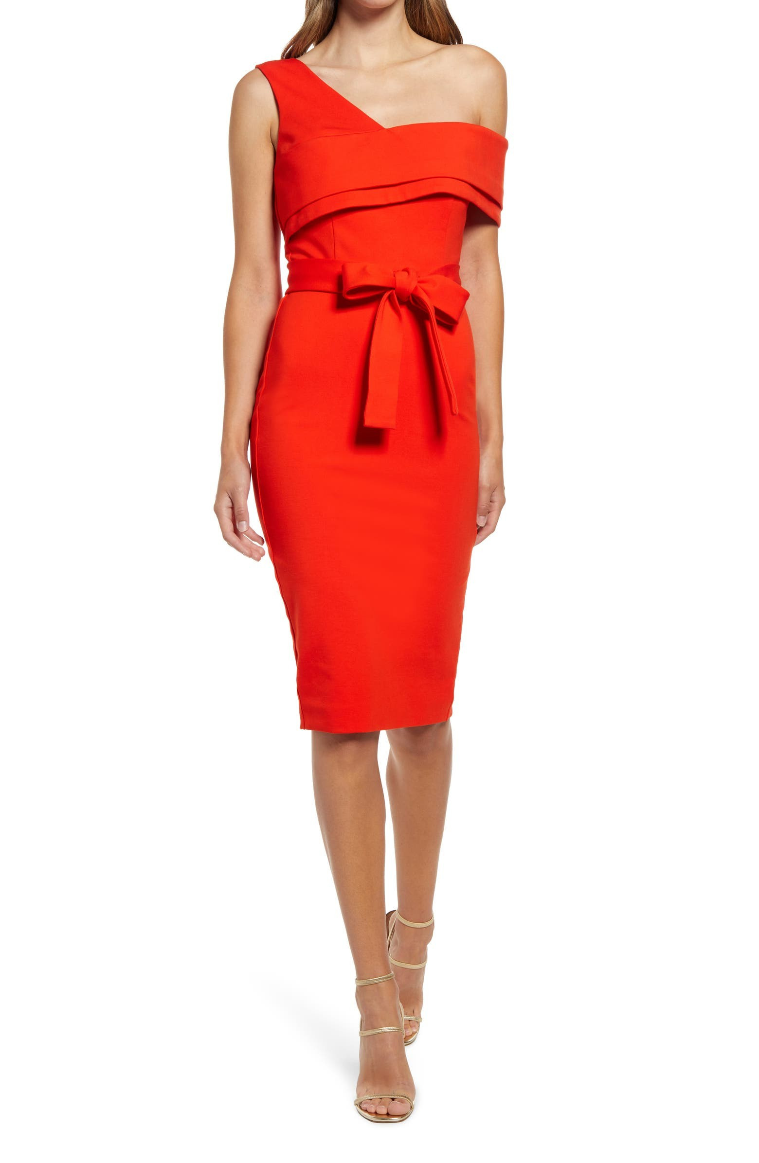 One Shoulder Cotton Blend Sheath Cocktail Dress | Nordstrom | Nordstrom