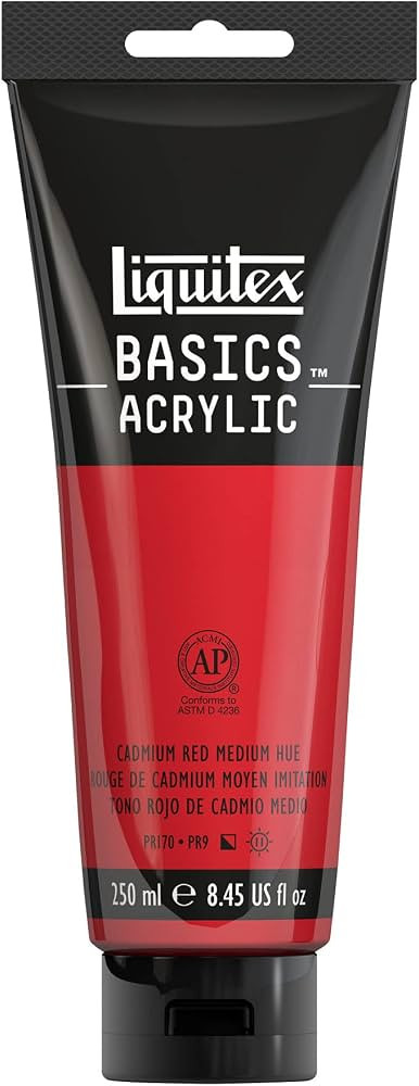 Liquitex BASICS Acrylic Paint, 250ml (8.5-oz) Tube, Cadmium Red Medium Hue | Amazon (US)
