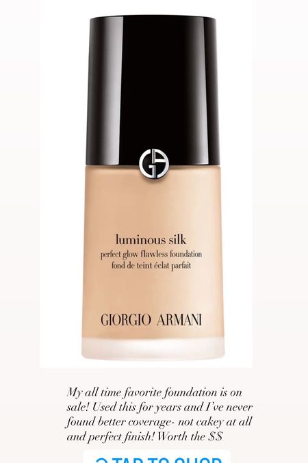 Luminous silk foundation by Giorgio Armani! My all time favorite foundation that I’ve been using for years! Perfect coverage not cakey at all! I’ve never found a foundation like this and I’ll never change! This is on sale now!! 

#LTKbeauty #LTKsalealert