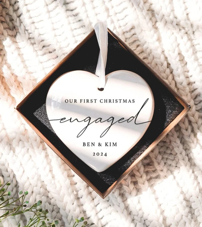 Engagement Christmas Ornament Personalized First Christmas Keepsake Engaged Christmas Gift 2024 -... | Etsy (US)