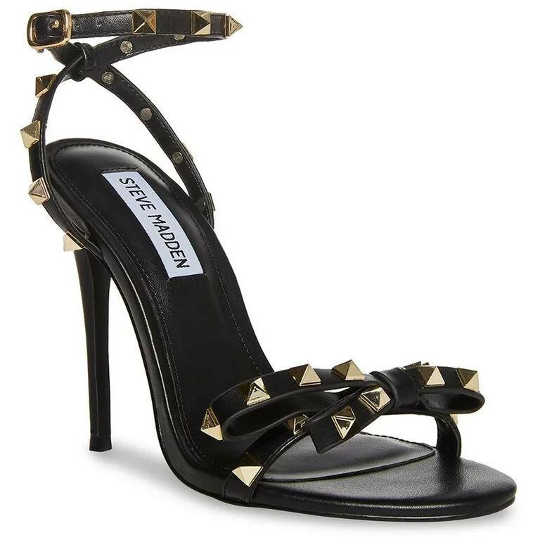 Steve Madden Bradshaw-S Black Gold Spike Heeled Sandals OPen Toe Ankle Strap (10, Black/Gold) | Walmart (US)