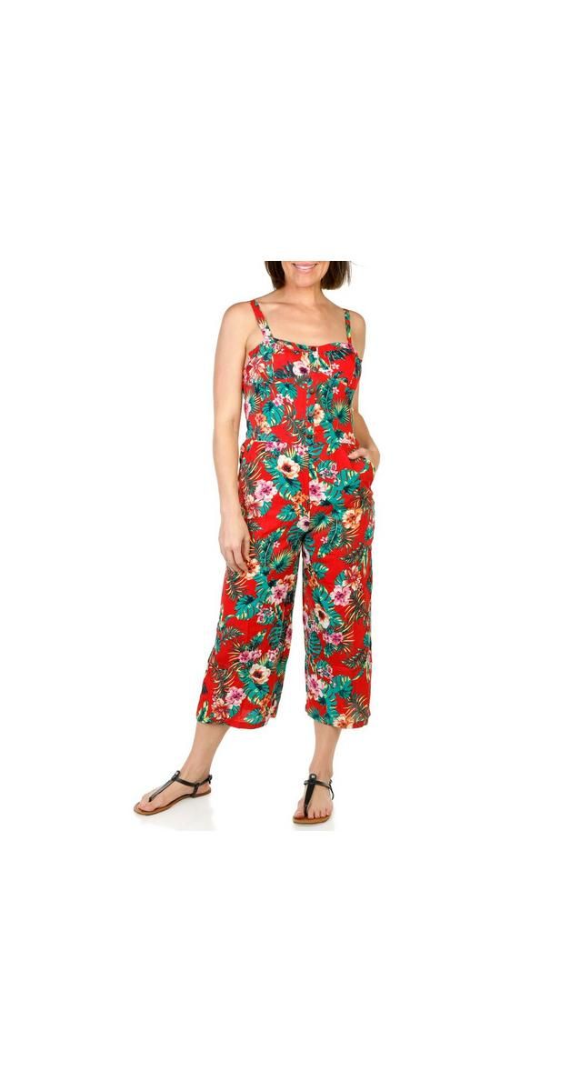 Juniors Sleeveless Floral Print Jumpsuit - Red Multi-Red Multi-2061699583969   | Burkes Outlet | bealls