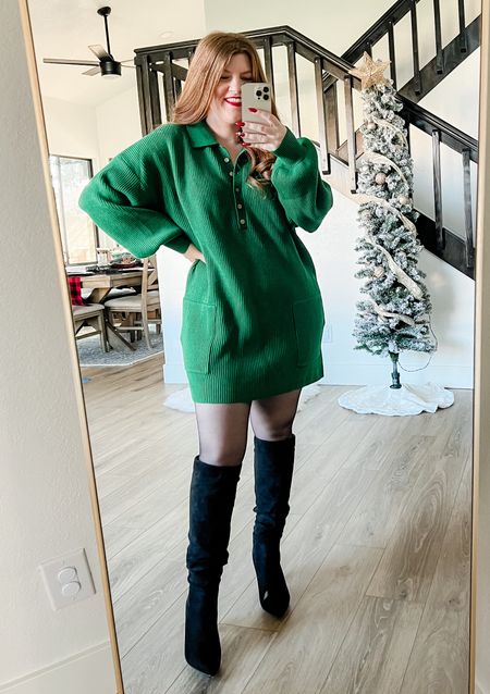 Sweater dress from amazon wearing size large. Knee high boots. Amazon dress. Winter outfit. 

#LTKunder50 #LTKstyletip #LTKSeasonal