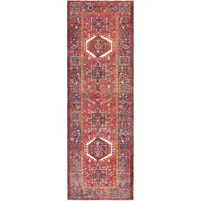 One-of-a-Kind Vintage Hand-Knotted Beige/Red/Blue 3'7" x 11' Runner Wool Area Rug | Wayfair North America