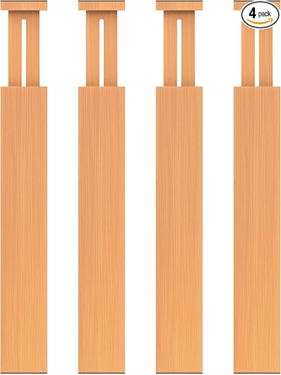 Large Bamboo Drawer Divider Organizers - Adjustable Drawer Organizer (17.5" - 22") Expandable Dra... | Amazon (US)