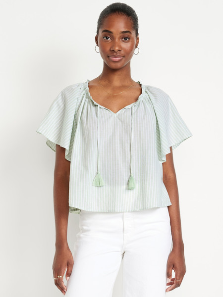 Flutter-Sleeve Tassel-Tie Top | Old Navy | Old Navy (US)