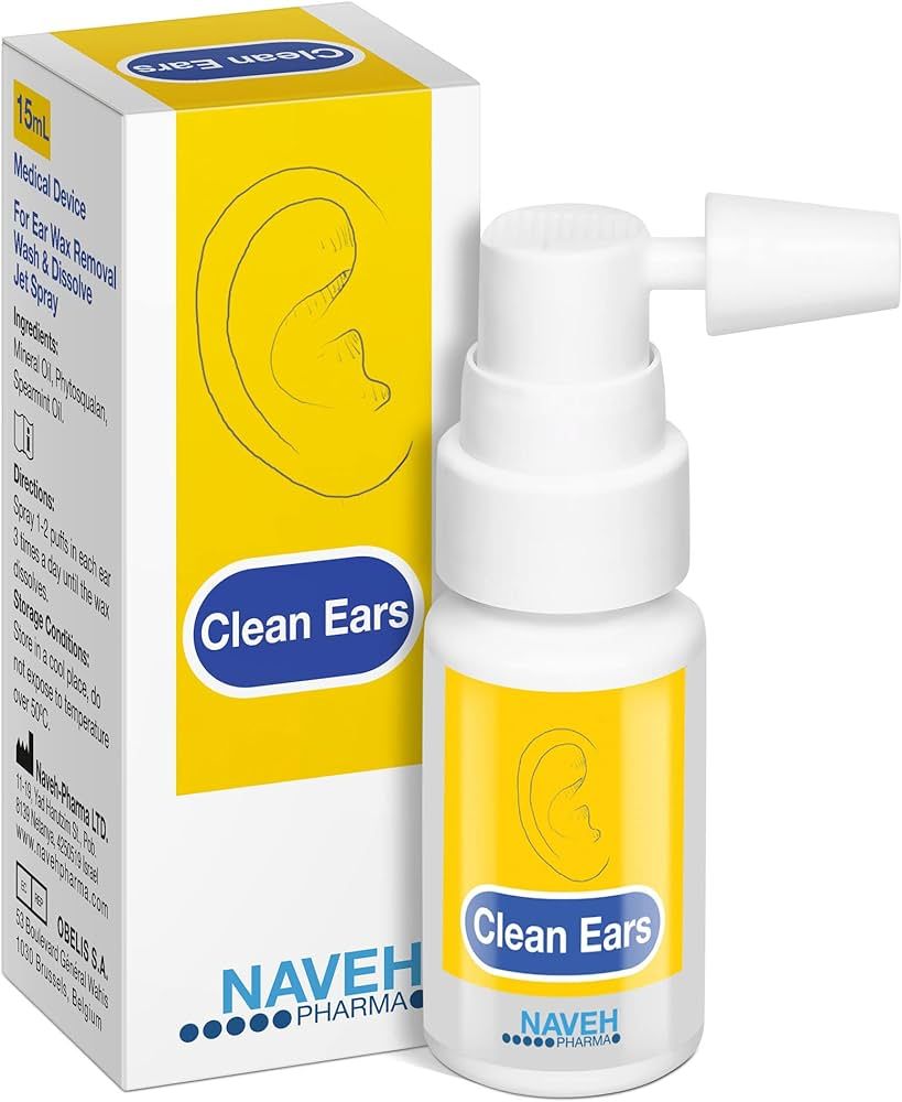 Naveh Pharma CleanEars Earwax Removal Spray Ear Wax Softener Cleaner Ear Irrigation and Wax Disso... | Amazon (US)