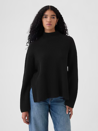 Oversized Split-Hem Mockneck Sweater | Gap (US)