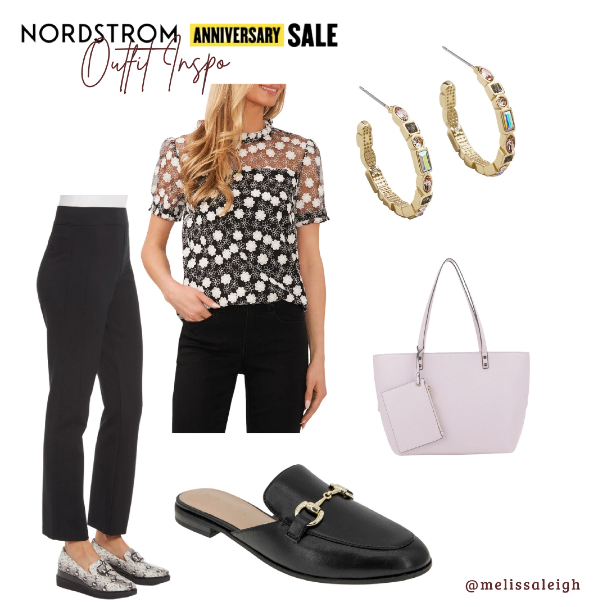 Nordstrom anniversary sale, Nordstrom, Nordstrom sale, n sale 2023, sale finds, fall fashion, fall style, work style, office outfit, pink tote bag, black leather mules, lace overlay blouse, black trousers, bauble bar Chrystal hoop earrings 

#LTKSeasonal #LTKworkwear #LTKxNSale
