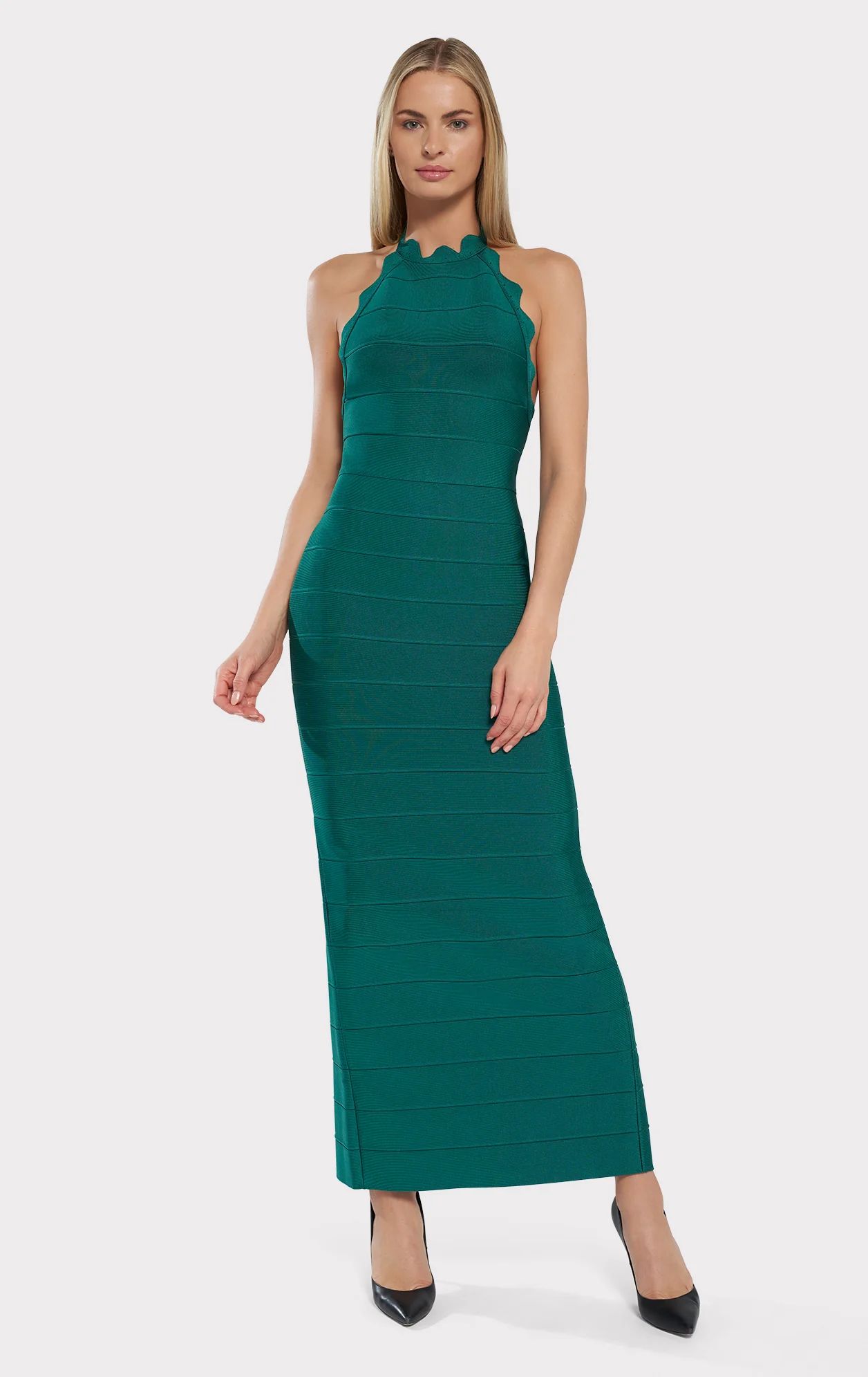 scallop edge gown | Herve Leger