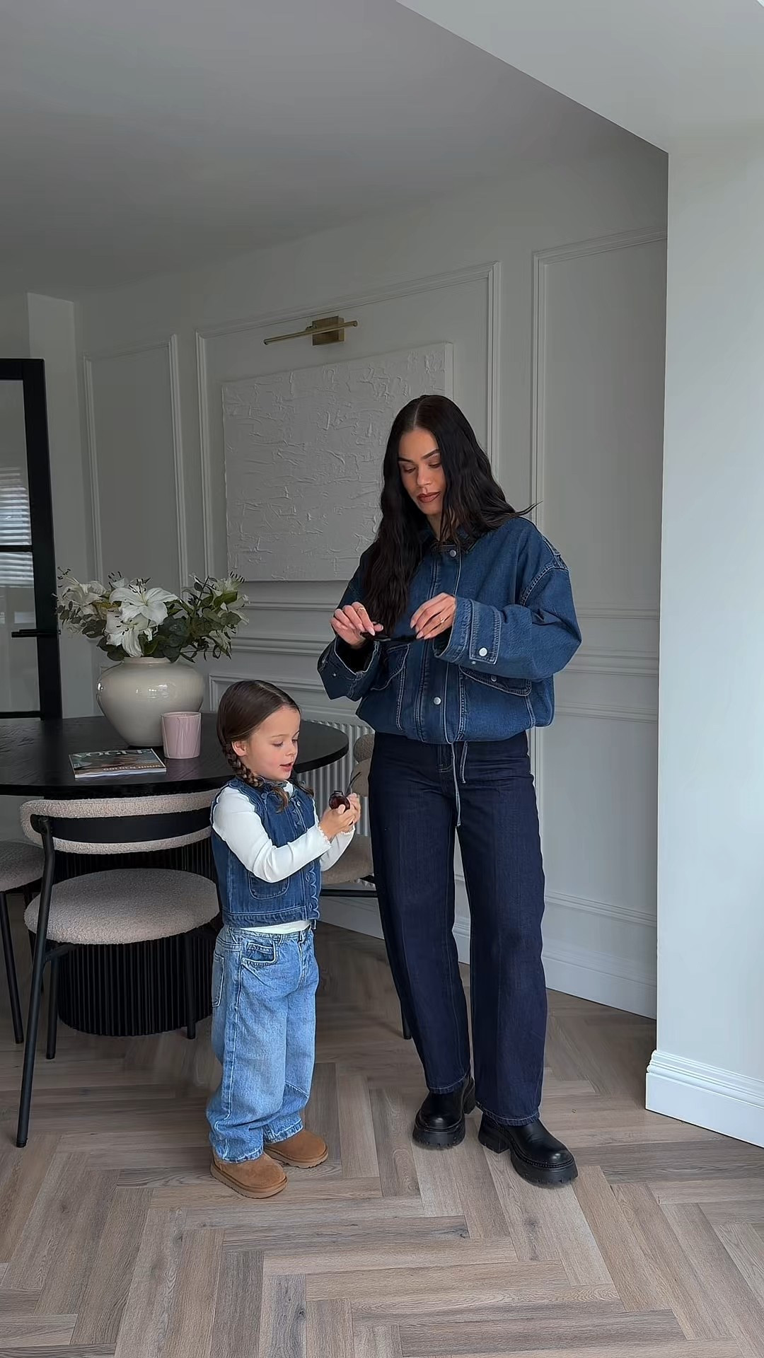 double denim fits 💙

I wear size medium jacket & size 8 jeans 

Ocean wears size 2-3 years waistcoat & size 2-3 years jeans 