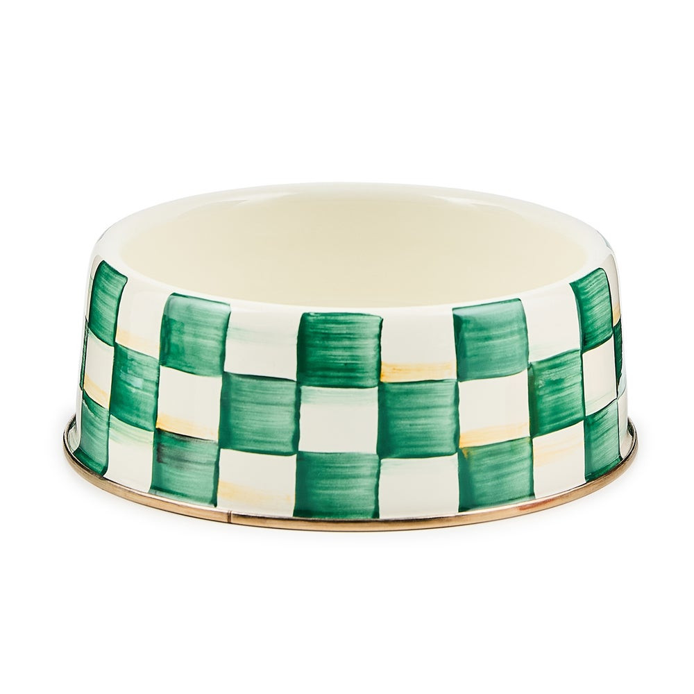 Emerald Check Large Pet Dish | MacKenzie-Childs