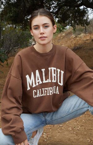 John Galt Brown Malibu California Crew Neck Sweatshirt | PacSun