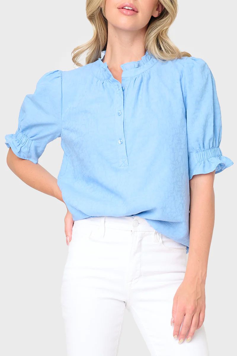 Dianthus Henley Puff Sleeve Blouse | Gibson