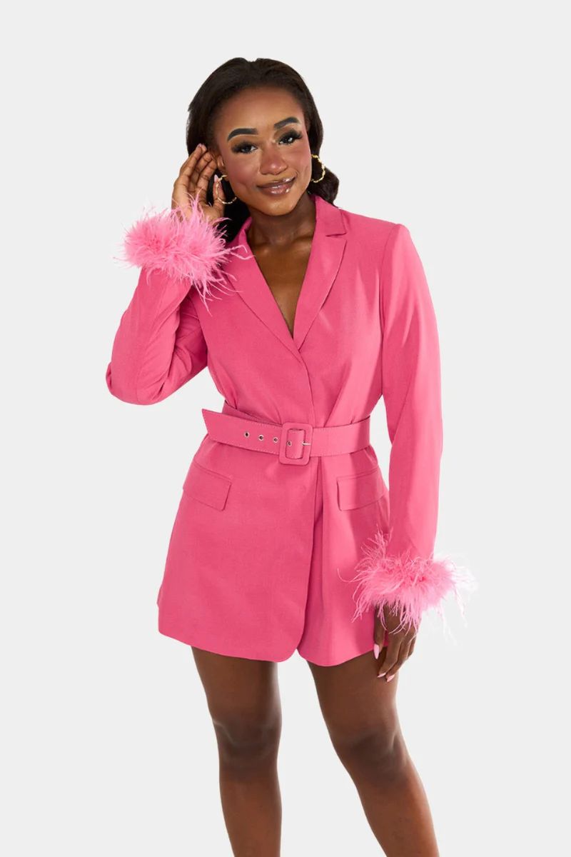 Harriet Blazer Dress - Flamingo | BuddyLove